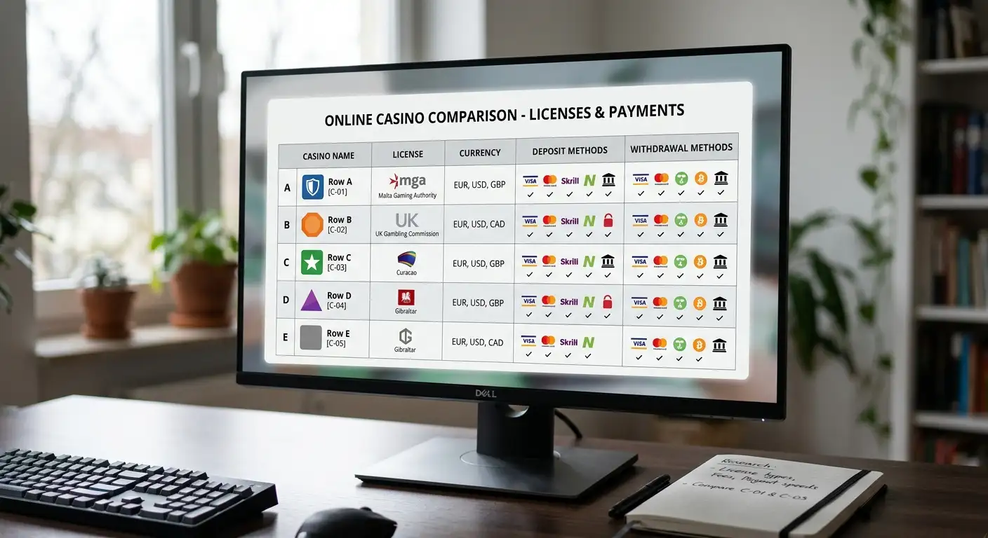 Vergleichstabelle mit 10 Casino-Alternativen zu Giropay