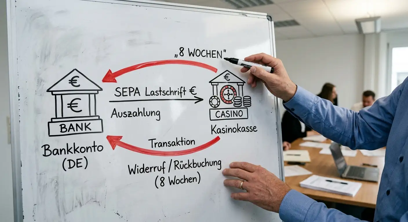 Technischer Ablauf einer SEPA-Lastschrift im Online Casino
