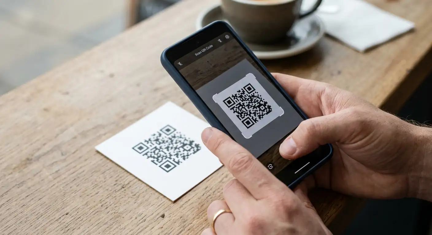 Smartphone scannt einen QR-Code für eine TWINT-Zahlung im Casino