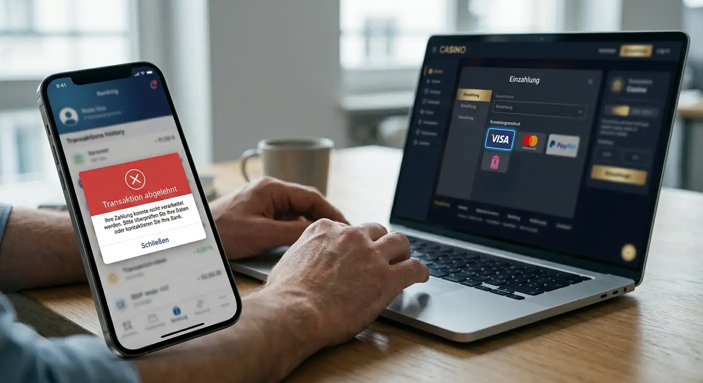 Visa-Kreditkarte neben abgelehnter Casino-Transaktion