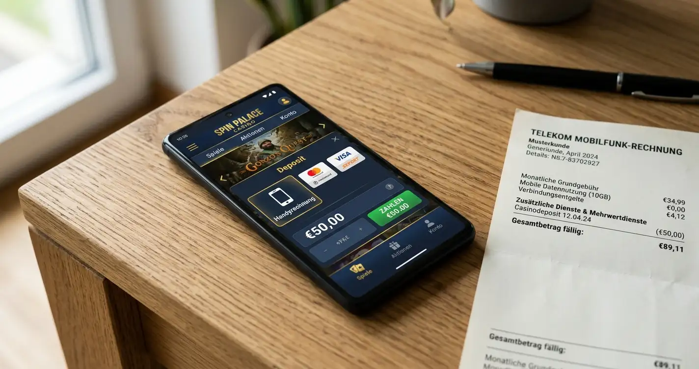 Smartphone mit Online-Casino und Einzahlung per Handyrechnung